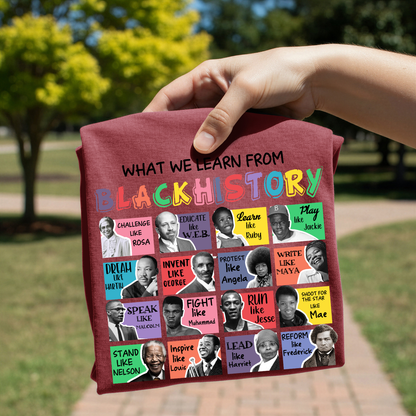 What We Learn From Black History design on shirt