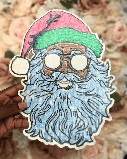 Cool Santa Christmas Chenille Patch - PATCH ONLY - 10.5&quot; Iron On Applique