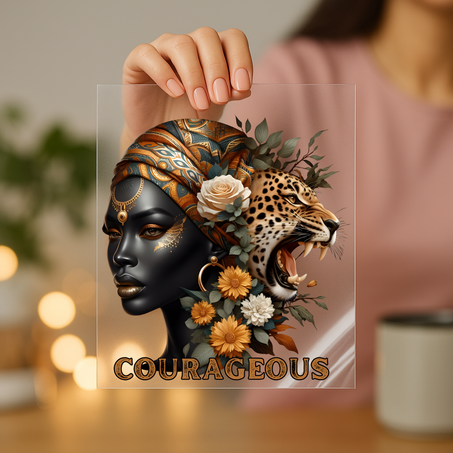 Courageous leopard screen print transfer sheet