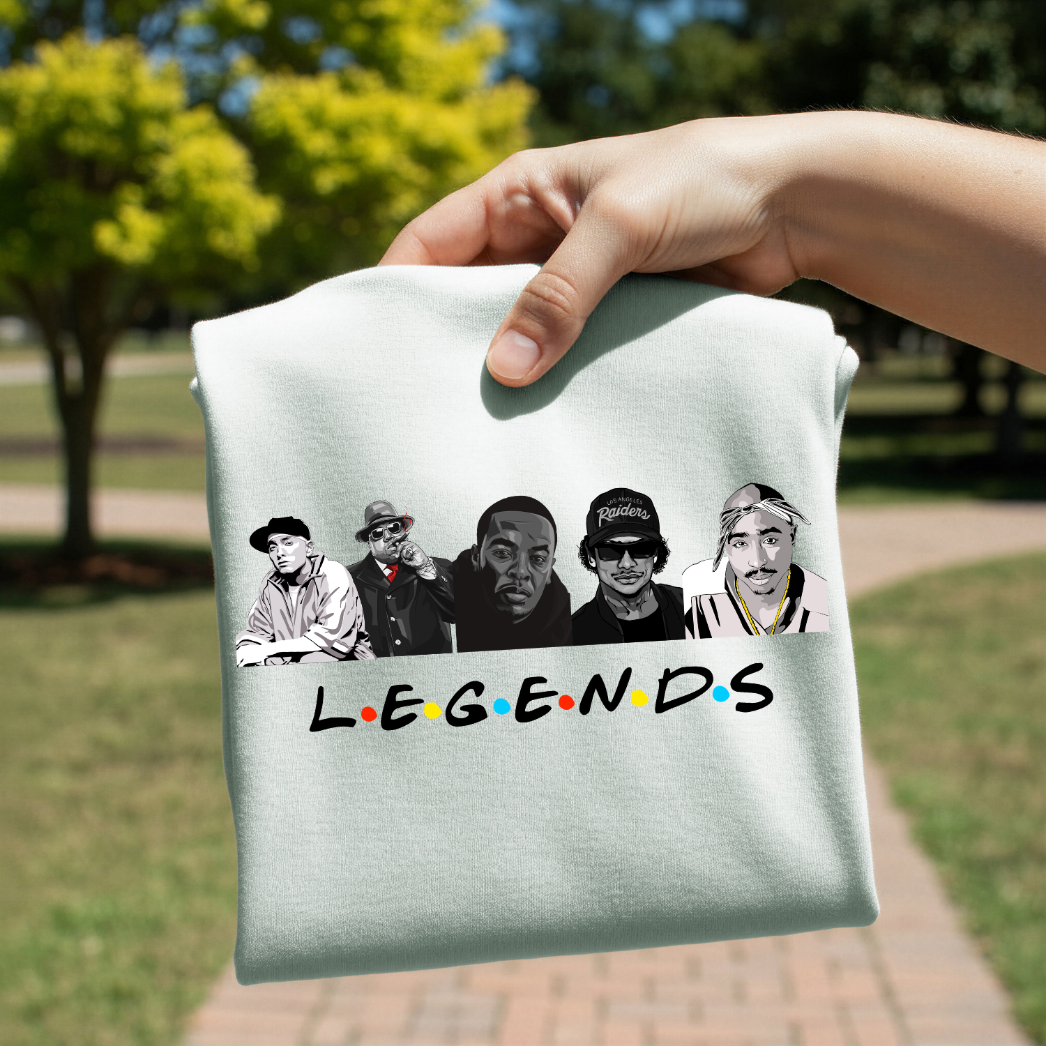 Rap Legends design on shirt
