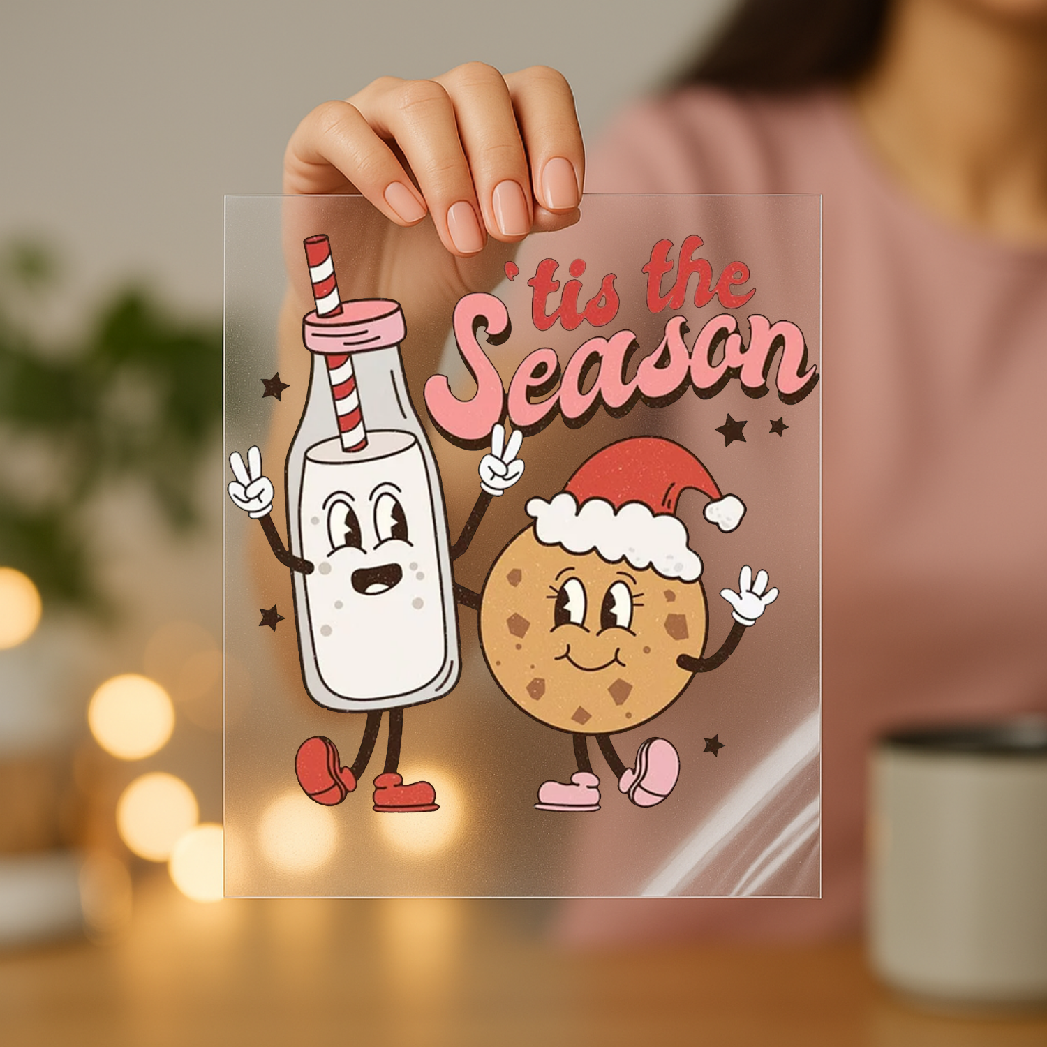 Tis The Season milk and cookie screen print transfer sheet