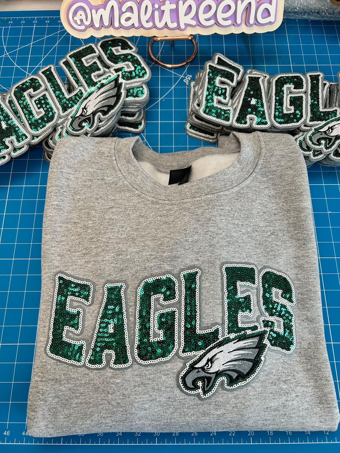 Custom Eagles Sweatshirt with Chenille Patch | Philadelphia Eagles Game Day Crewneck