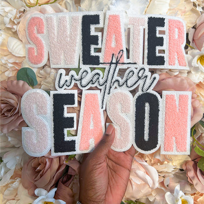 Sweater Weather Season Chenille Patch - PATCH ONLY - 10.5" Iron On Applique