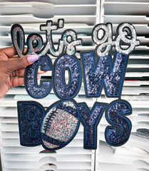 Cowboys Chenille Patch-Iron On Applique with Heat Activated Backing