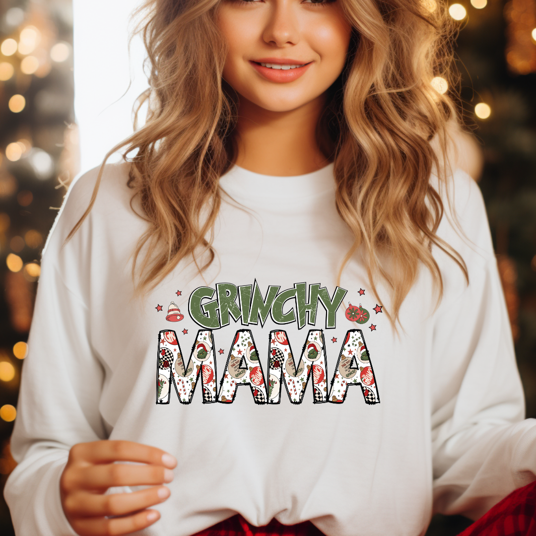 Grinchy Mama -Clear Screen Print Transfers