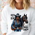 Boots Bling Cowgirl Dark Skin design printed on soft cotton tee and sweatshirt, featuring motivational graphic tee