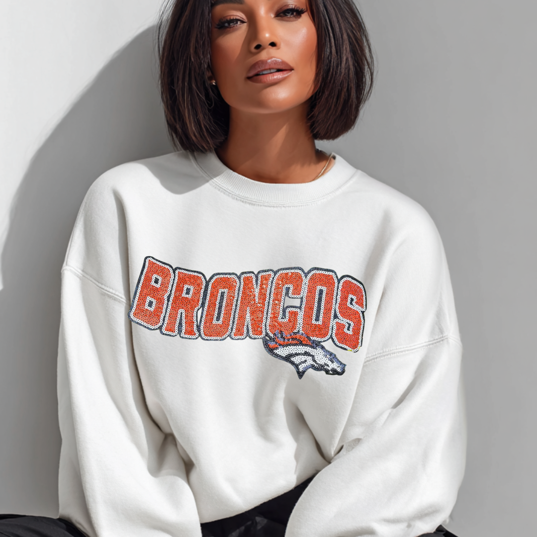 Broncos Iron-On Patch – DIY T-Shirt Applique – Sports Chenille Patch for Crafts