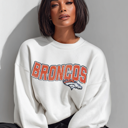 Broncos Iron-On Patch – DIY T-Shirt Applique – Sports Chenille Patch for Crafts