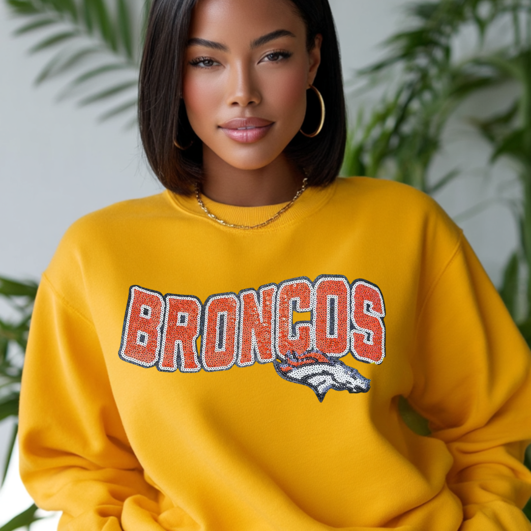 Broncos Iron-On Patch – DIY T-Shirt Applique – Sports Chenille Patch for Crafts