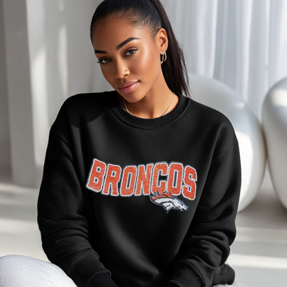 Broncos Iron-On Patch – DIY T-Shirt Applique – Sports Chenille Patch for Crafts