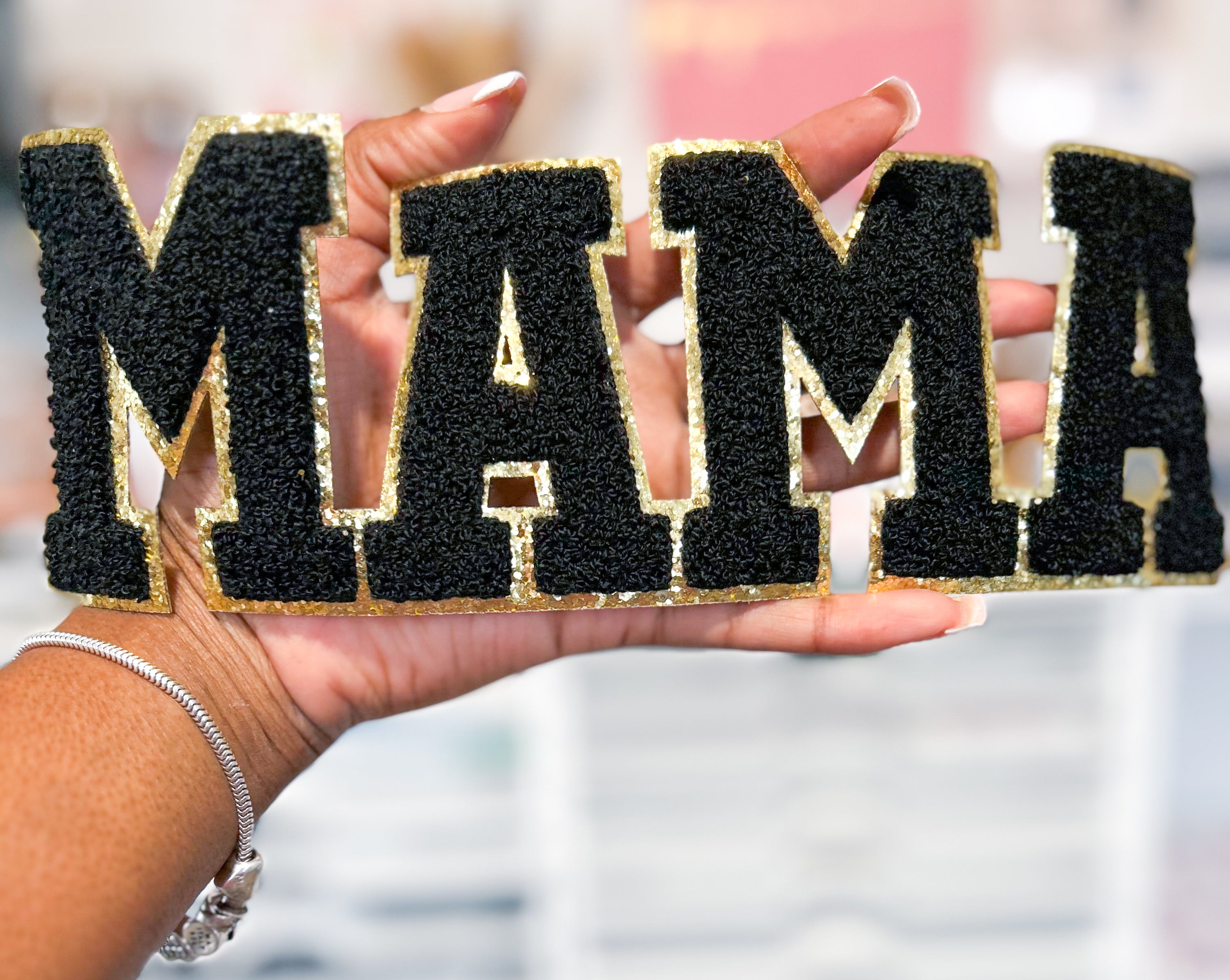 Mama- Black &amp; Gold Chenille Patch