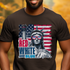 Red White Blue design printed on soft cotton tee and sweatshirt, featuring motivational graphic tee