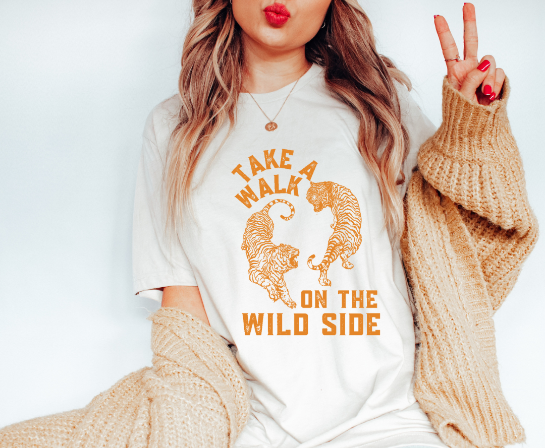 Wild Side design printed on soft cotton tee and sweatshirt, featuring motivational graphic tee