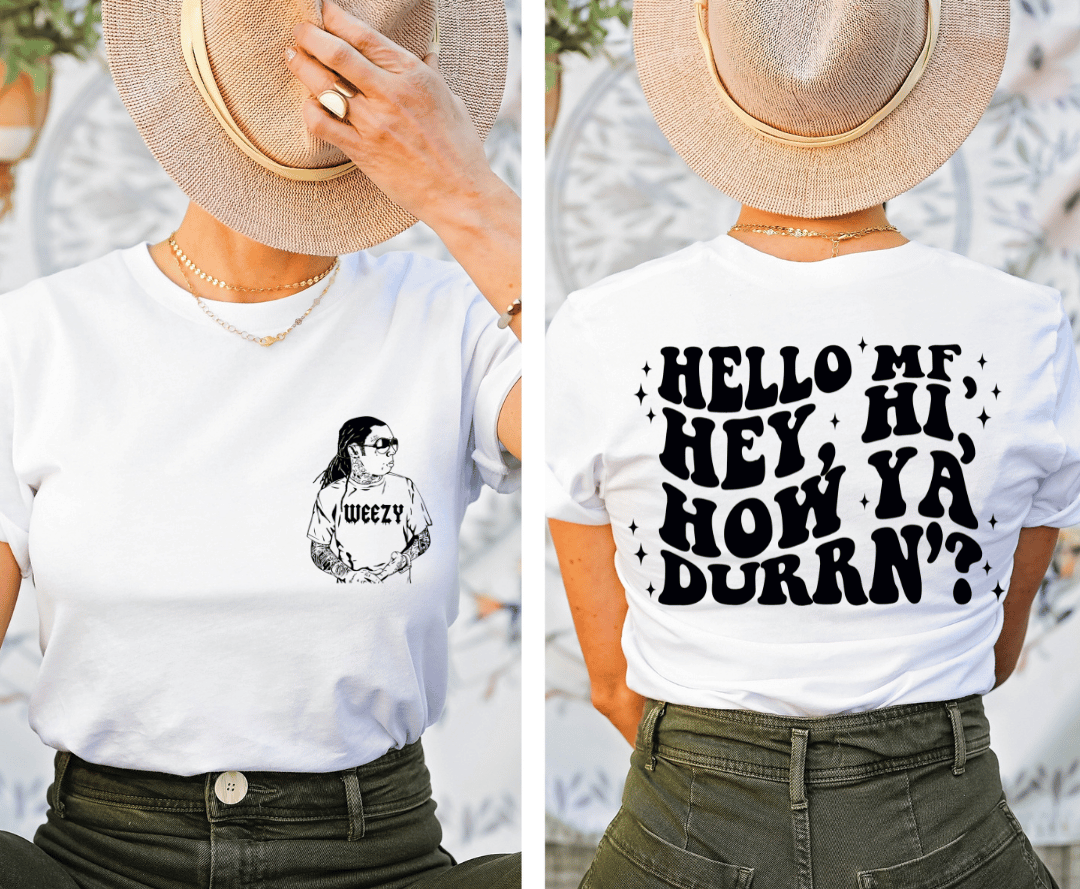 Weezy design printed on soft cotton tee and sweatshirt, featuring motivational graphic tee