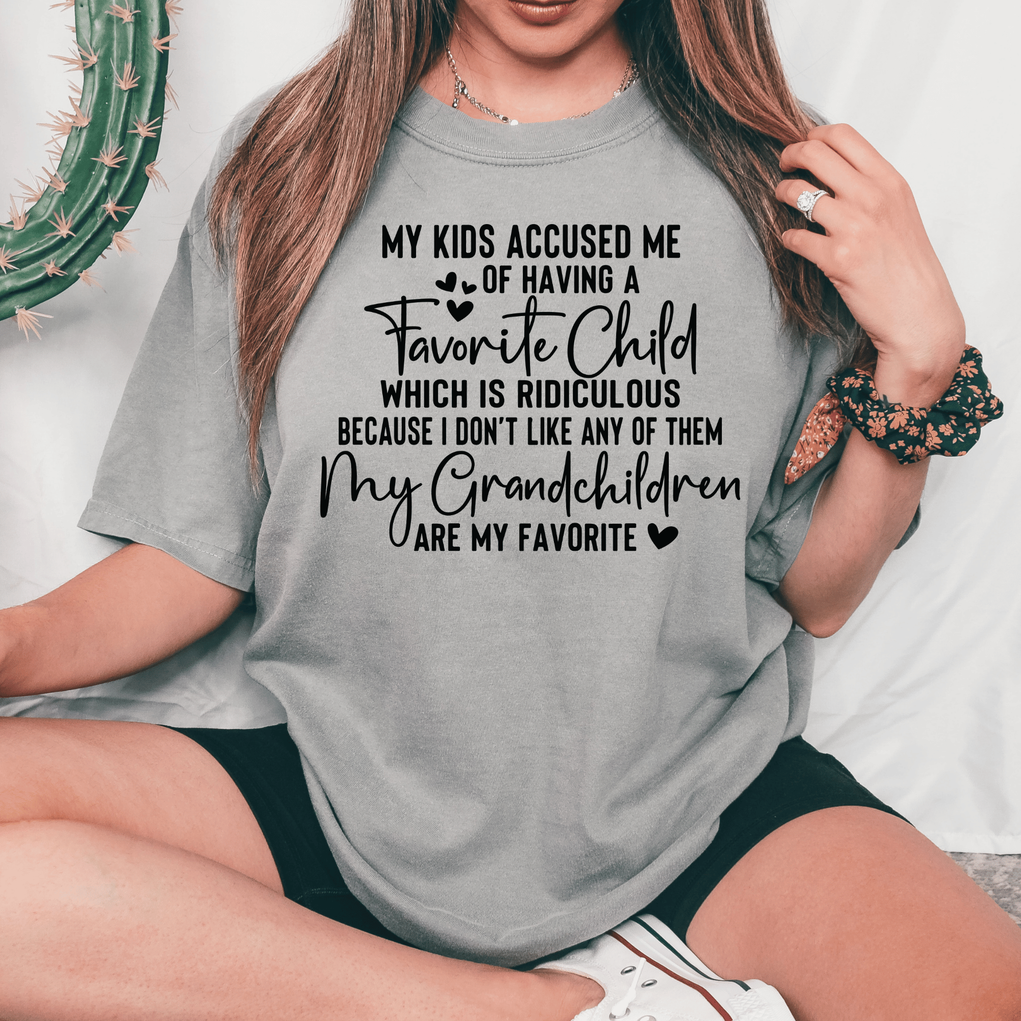 Grandmas Favorite design printed on soft cotton tee and sweatshirt, featuring motivational graphic tee