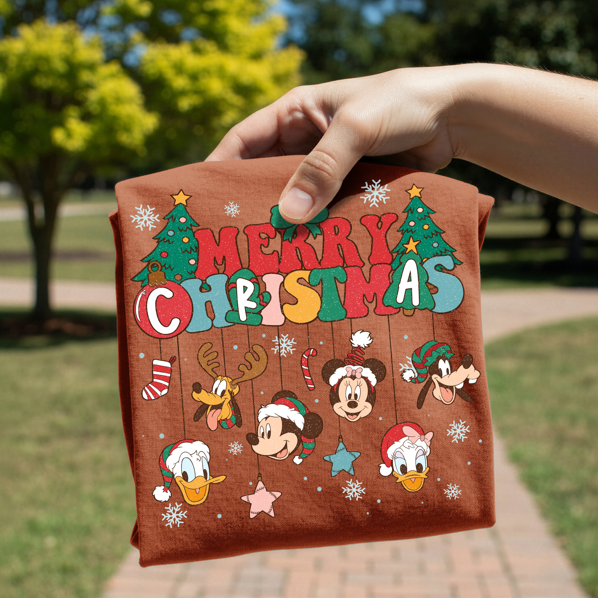 Disney Christmas Screen Print Transfer 11 Inch Clear Full Color