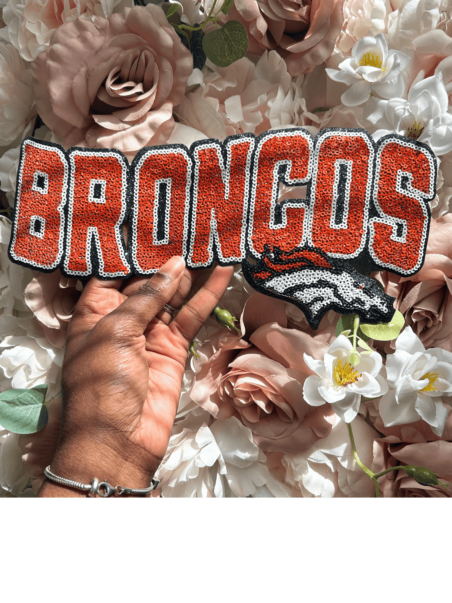 Denver Football Chenille Patch-Iron On Applique with Heat Activated Backing- PATCH ONLY!!