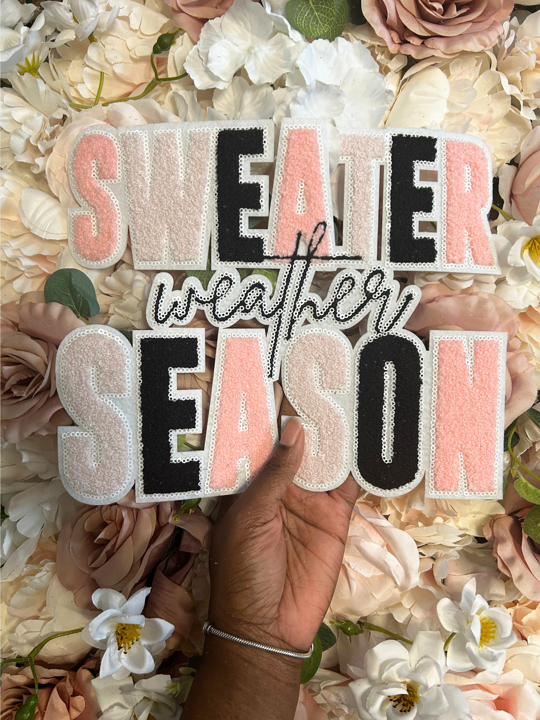 Sweater Weather Season Chenille Patch - PATCH ONLY - 10.5&quot; Iron On Applique