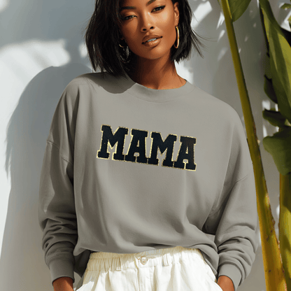 Mama Black And Gold Chenille Patch - PATCH ONLY - 10.5&quot; Iron On Applique