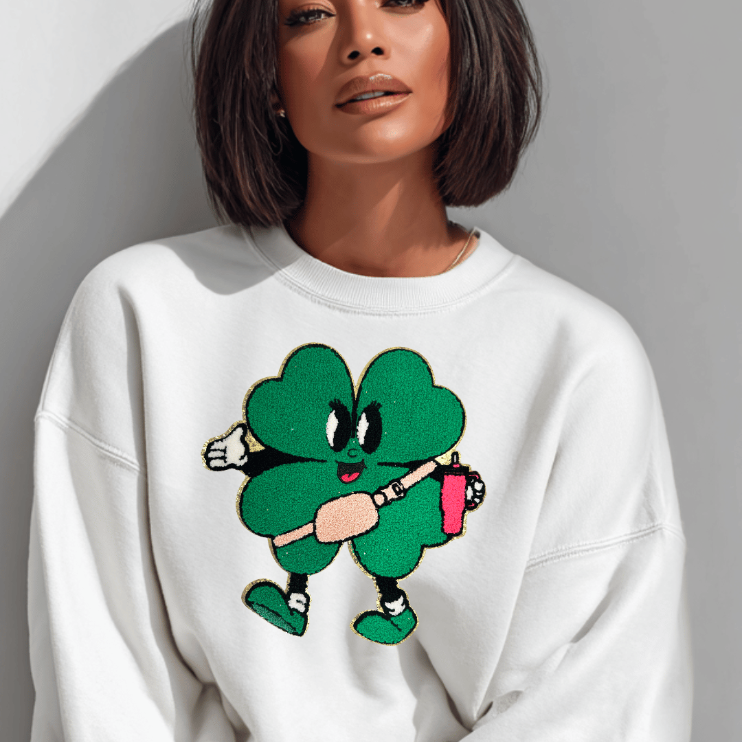 Bougie Clover Chenille Patch - PATCH ONLY - 10.5&quot; Iron On Applique