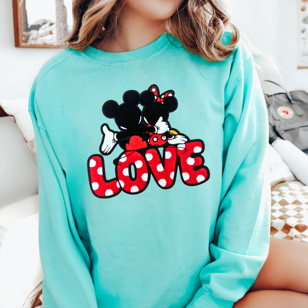 Polka Dot Love Chenille Patch - PATCH ONLY - 10.5&quot; Iron On Applique