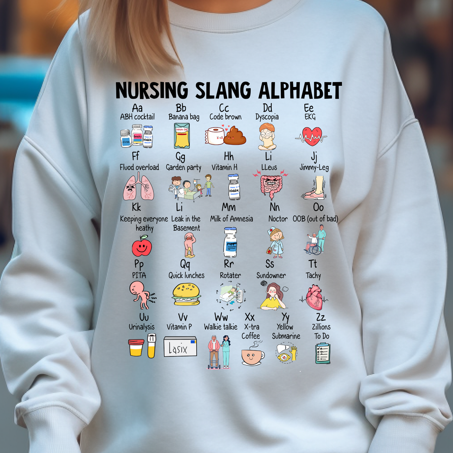 NURSING SLANG ALPHABET -Clear Screen Print Transfers - Malitreend