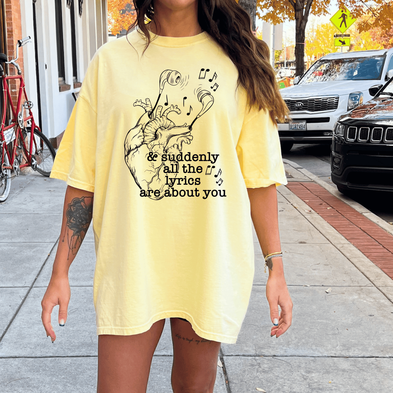 Lyrics Are About You design printed on soft cotton tee and sweatshirt, featuring motivational graphic tee