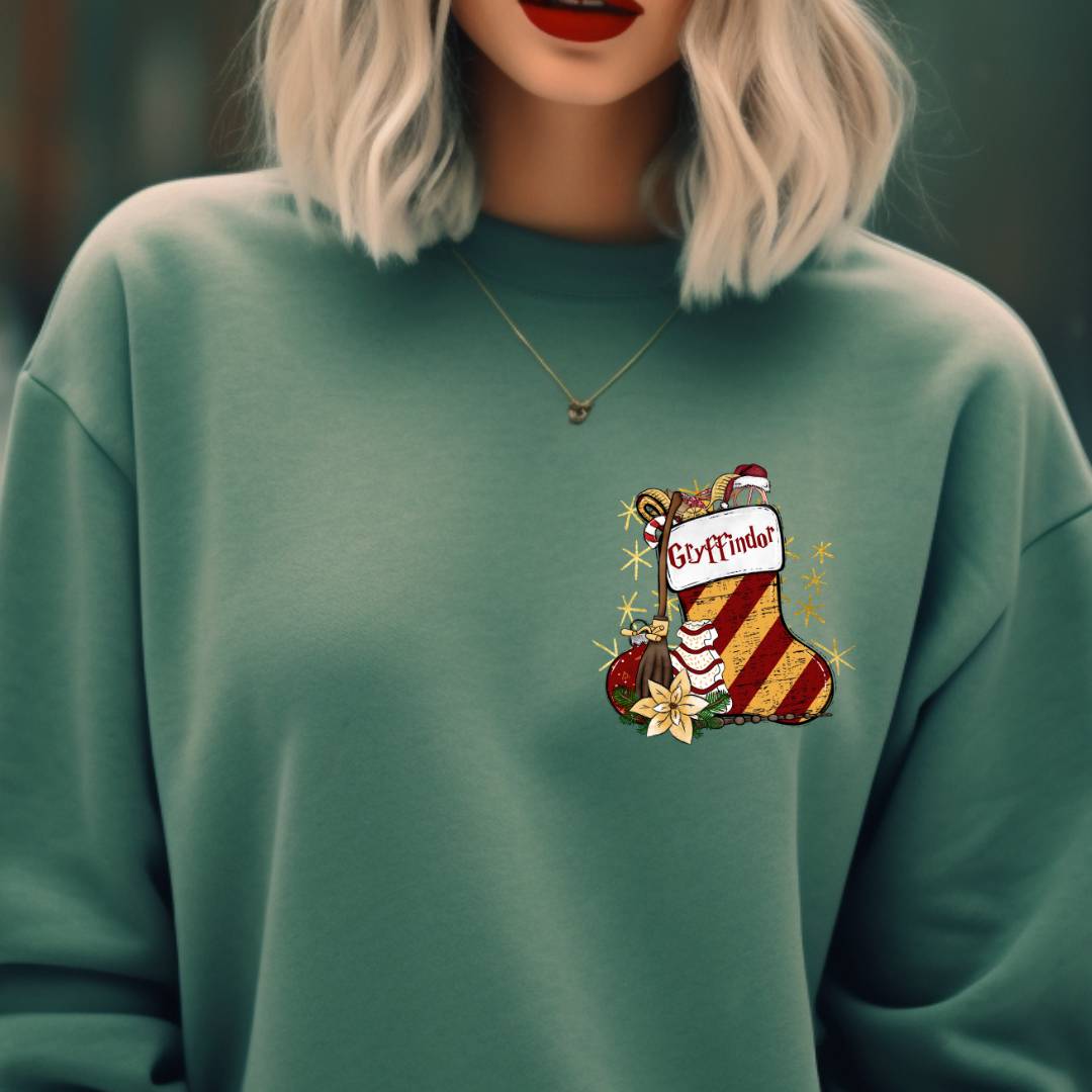 Gryffindor design printed on soft cotton tee and sweatshirt, featuring motivational graphic tee