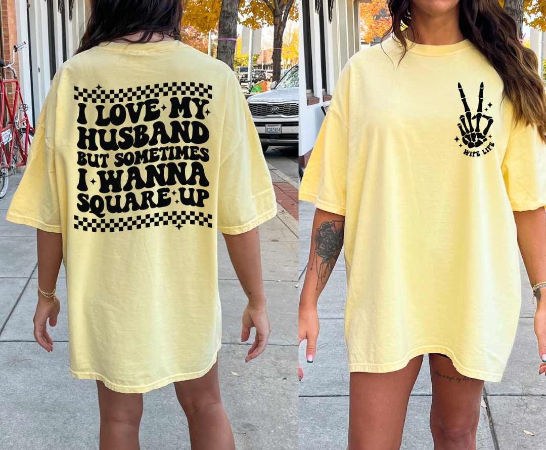 Square Up design printed on soft cotton tee and sweatshirt, featuring motivational graphic tee