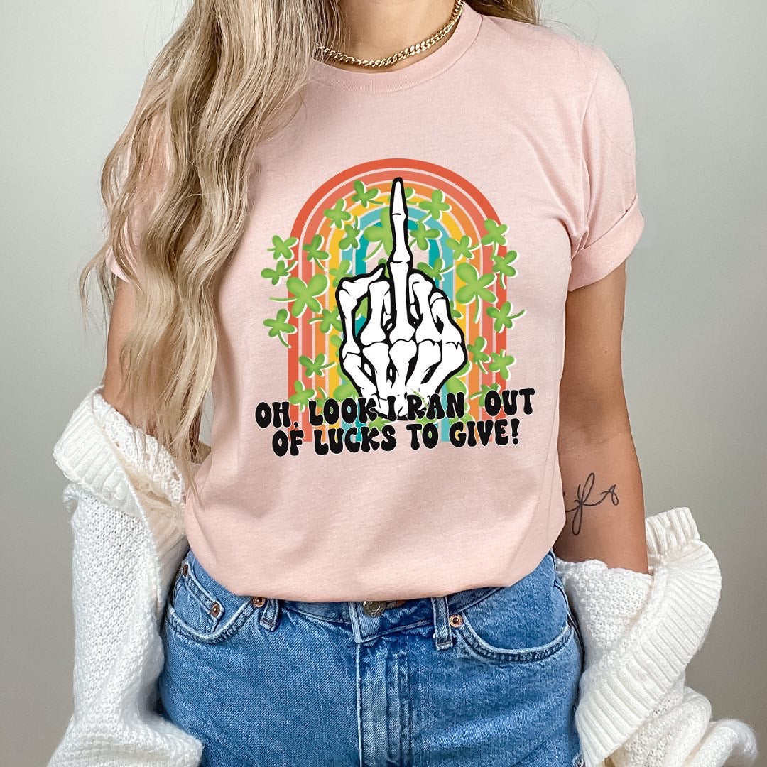 Ran Out Of design printed on soft cotton tee and sweatshirt, featuring motivational graphic tee