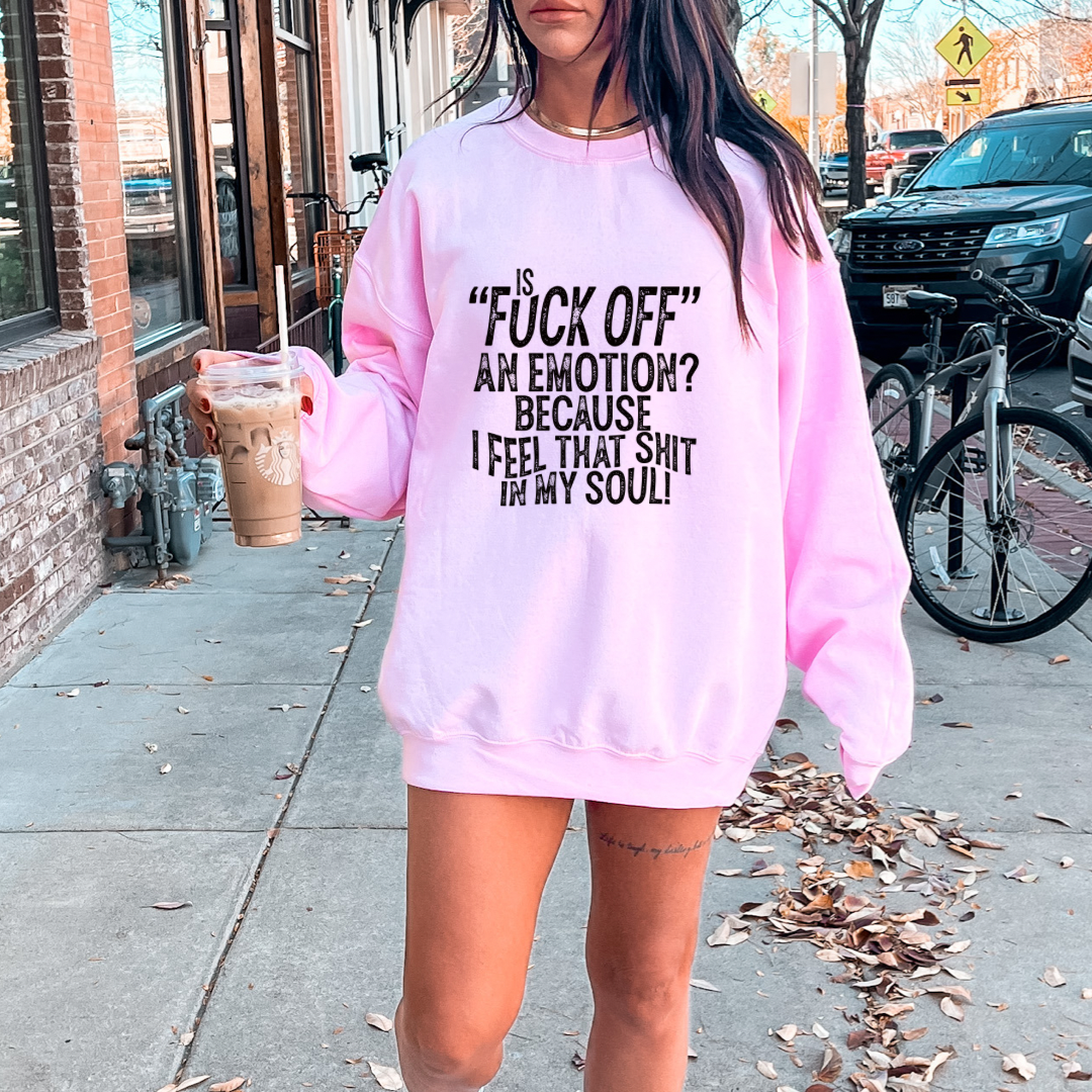 Emotion design printed on soft cotton tee and sweatshirt, featuring motivational graphic tee