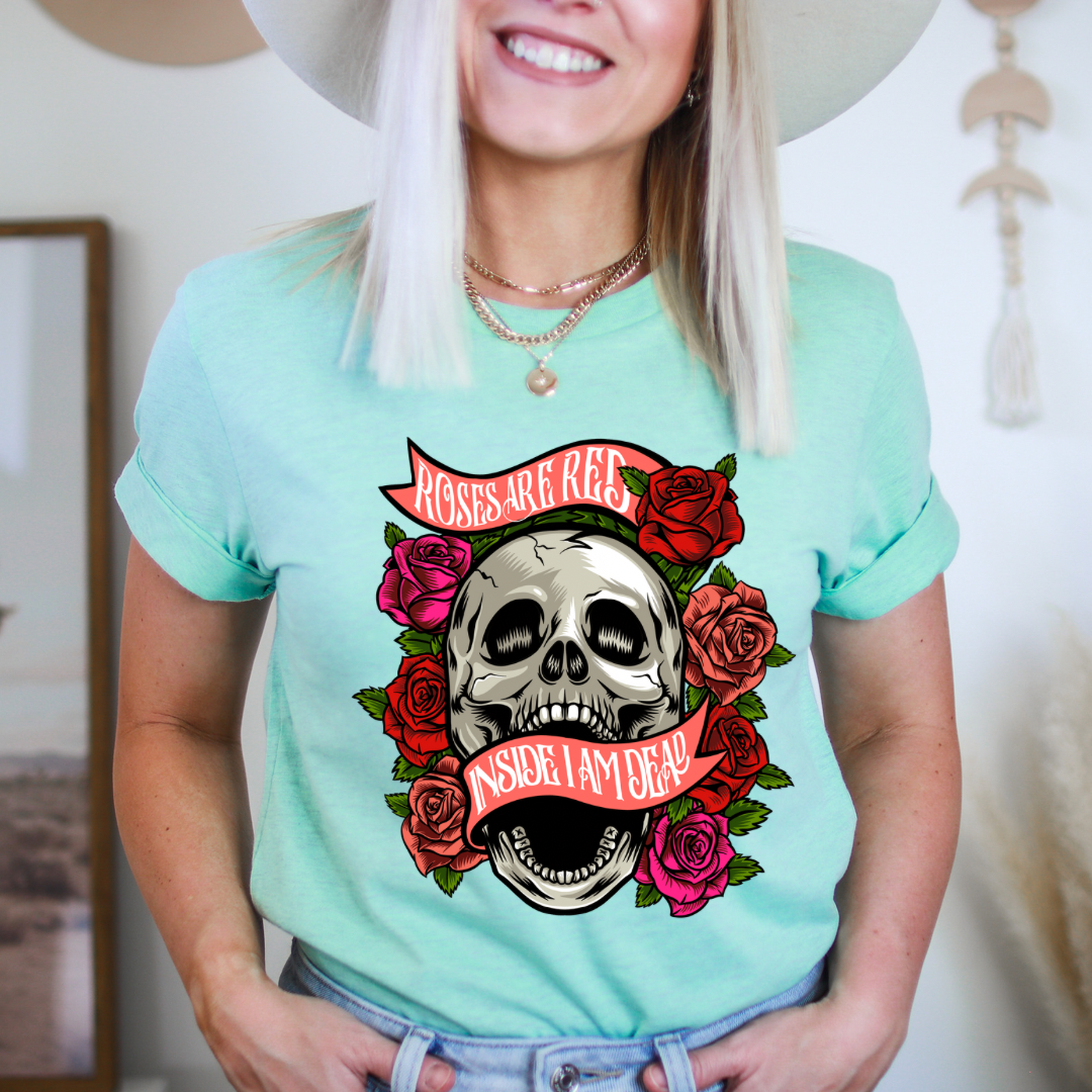 Roses Are Red design printed on soft cotton tee and sweatshirt, featuring motivational graphic tee