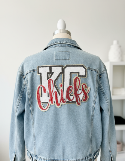 KC Chiefs Patch on Denim Jacket - Proper Size