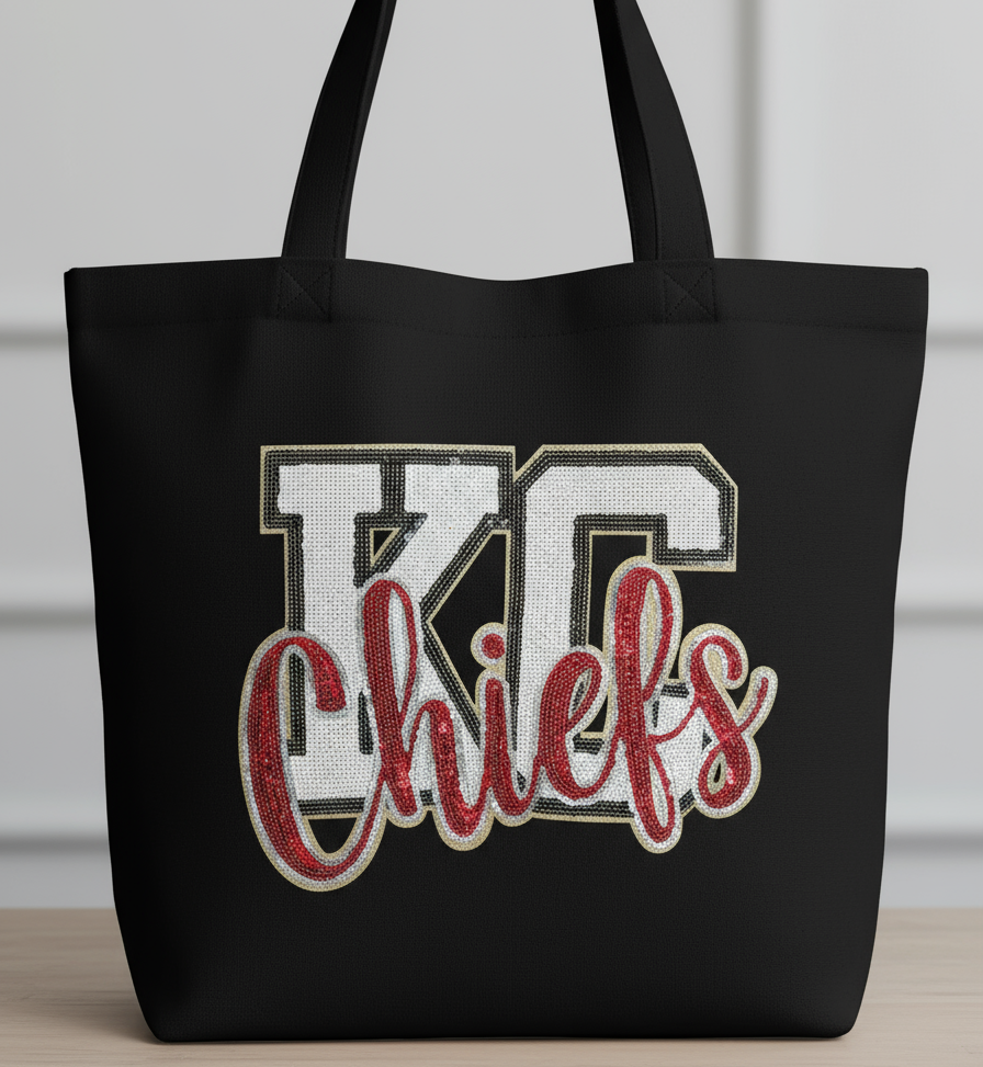 KC Chiefs Patch on Tote Bag - Proper Size