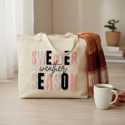 Sweater Weather Patch on Tote Bag