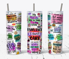 Fun Fact I Don't Care- 20 oz Uv Tumbler Cup Wrap