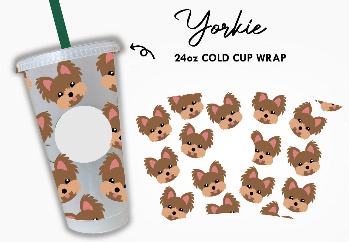 Yorkie- 24oz Tumbler Cold Cup Wrap - Malitreend